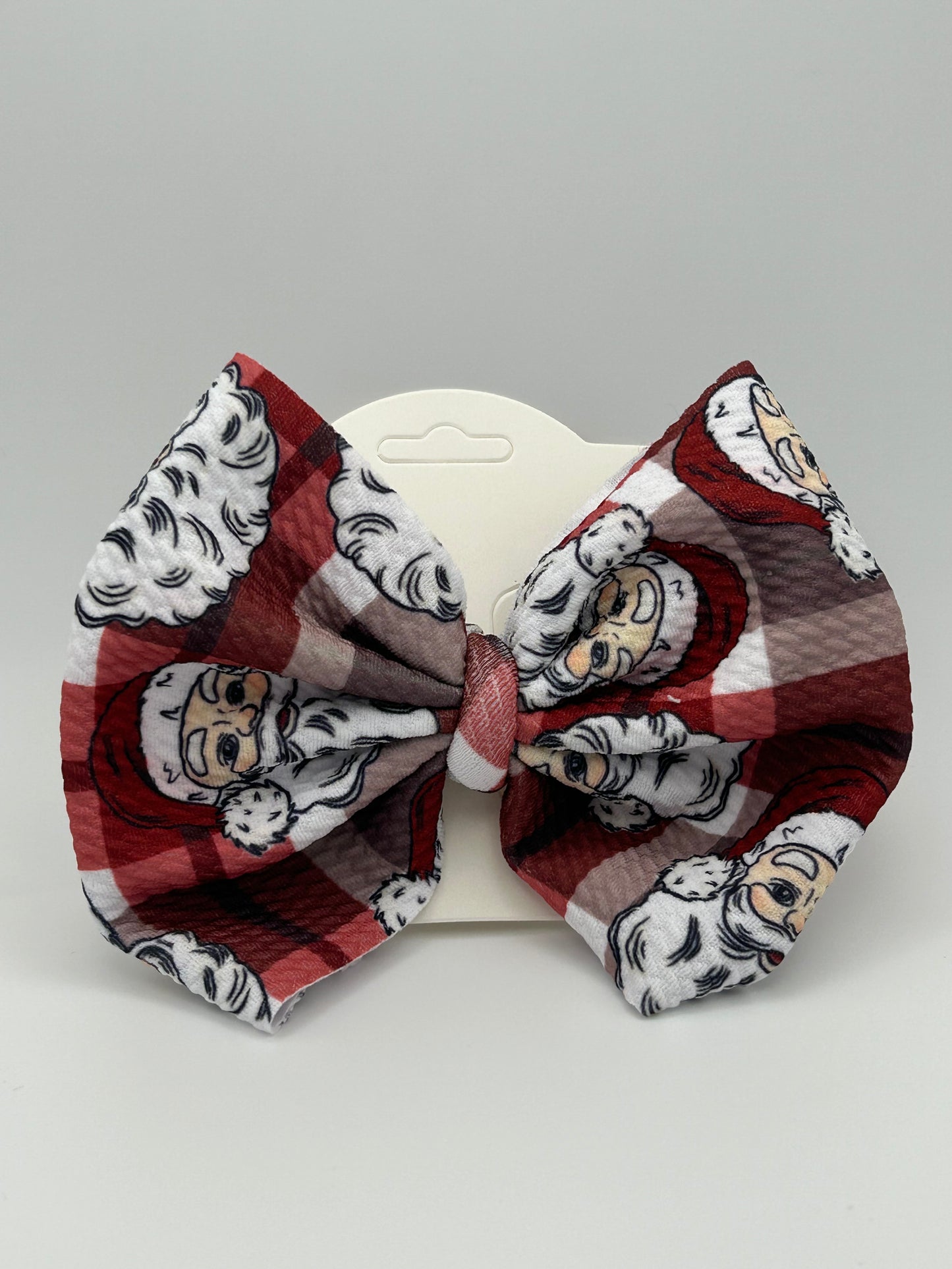 Red Plaid Santa Bow